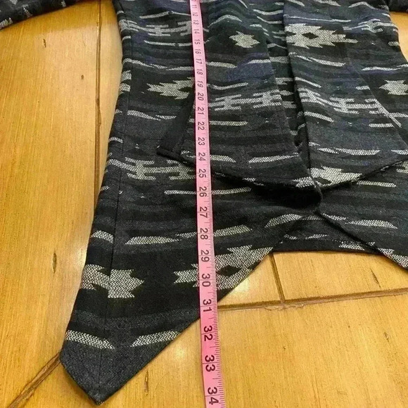 Tulle Anthropologie Womens Aztec Hooded Wrap Coat Wool Blend Pocket Gray Blue M - Picture 11 of 14